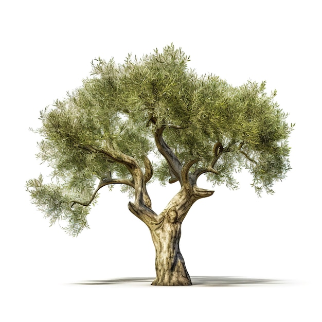 Image of olive tree on white background Illustration Generative AI