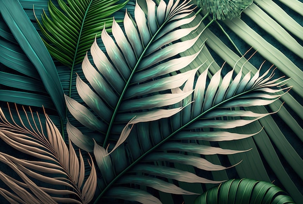 Image of palm leaves for desktop wallpaper Fresco Mural