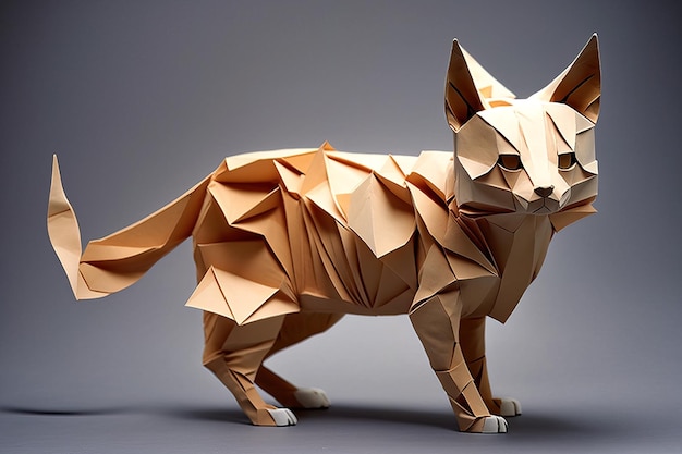 Image of paper origami art Handmade paper cat Pet Animal illustration generative AI