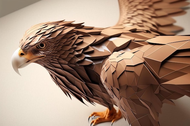 Image of paper origami art Handmade paper eagle wildlife Animals illustration generative AI