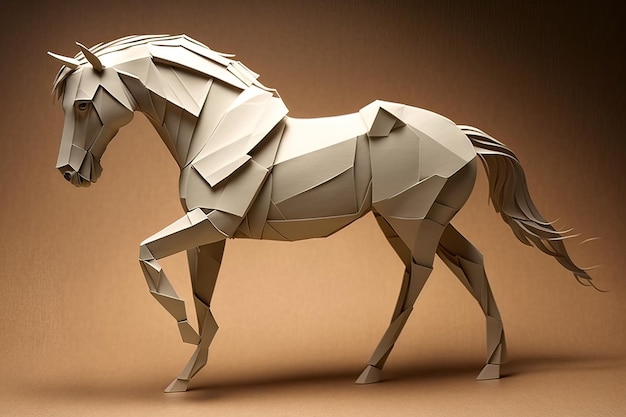 Image of paper origami art Handmade paper horse Wildlife Animals illustration generative AI