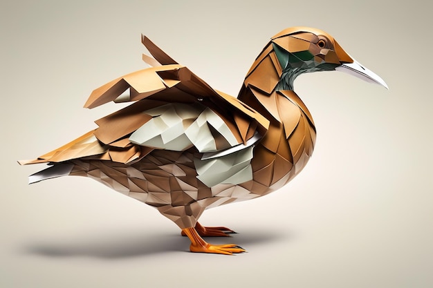 Image of paper origami art Handmade paper mandarin duck Wildlife Animals illustration generative AI