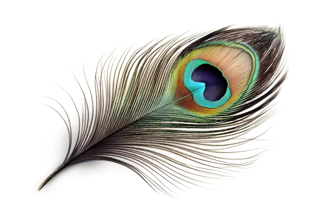 Image of peacock feather on white background Bird Wildlife Animals Illustration Generative AI