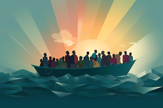 An Image of People on a Boat Together as Part of the International