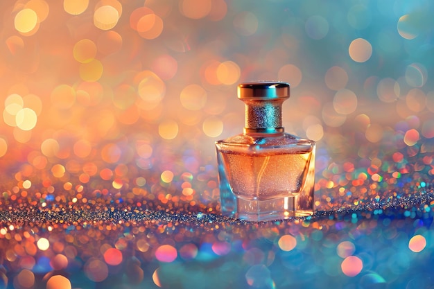 image of perfume bottles isolated on glitter shiny background perfume bottle