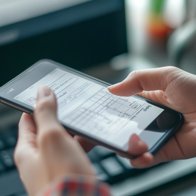 Image of a person depositing a check using a mobile app