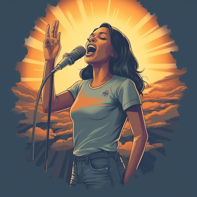 image of a person singing in the style of a retro music