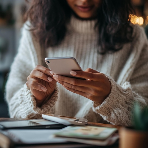 Photo image of a person using a mobile app to transfer funds into savings