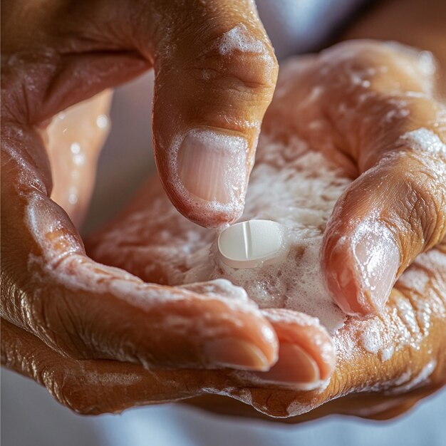 Photo an image of a person with psoriasis applying topical medication to manage skin symptoms