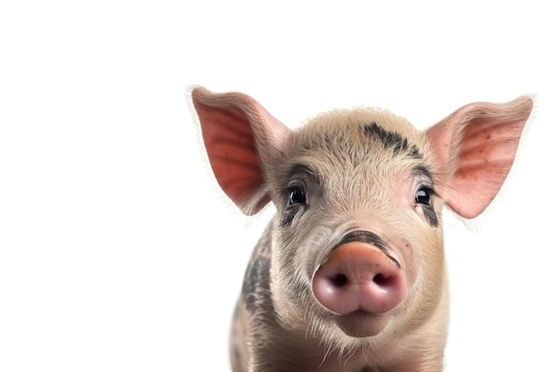 Image of a pig on white background Farm animals Illustration generative AI