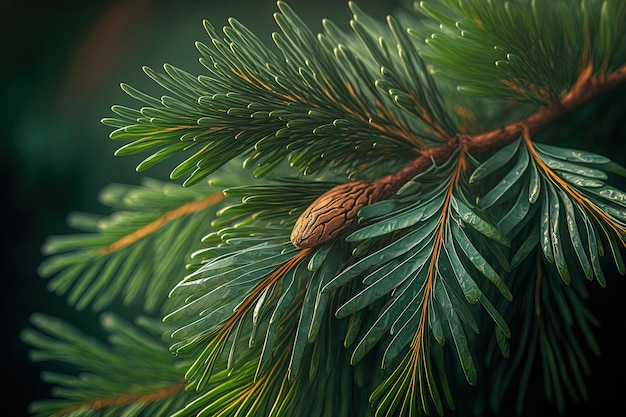 Image of pine tree leaves up close