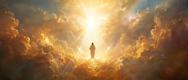 Image Portraying The Glorious Return Of Jesus Christ In Heavens Radiance