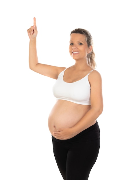 Image of pregnant woman touching her belly with hands