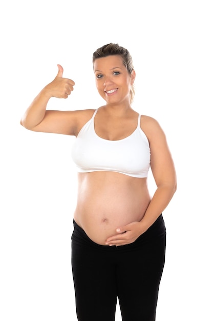 Image of pregnant woman touching her belly with hands