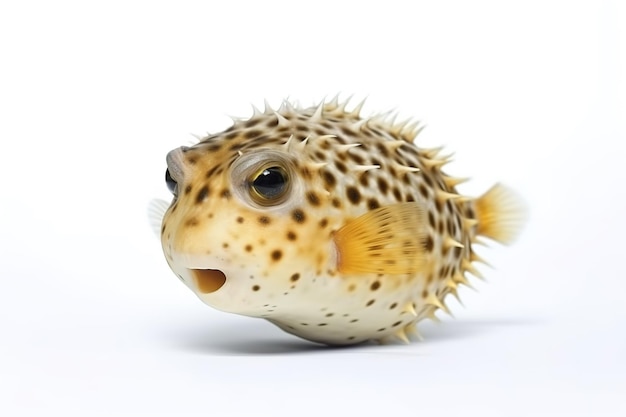 Image of puffer fish on a white background Underwater animals illustration Generative AI