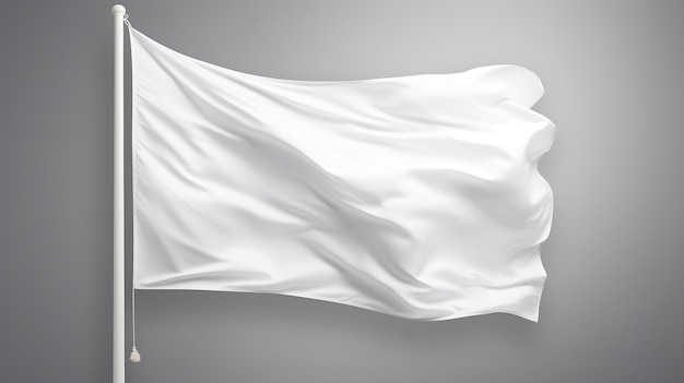 Photo image of a realistic white flag on a grey background