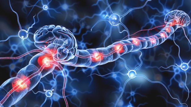 An image representing brain function Neurons and synapses are depicted