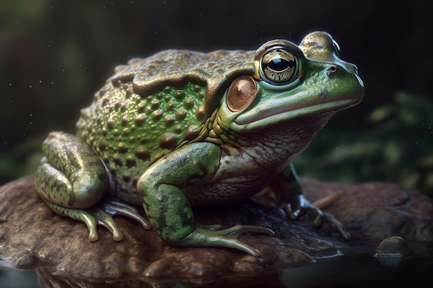 Image of a ridged frog on natural background Amphibian Wild Animals illustration Generative AI