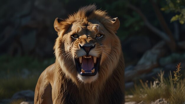 image of a roaring lion