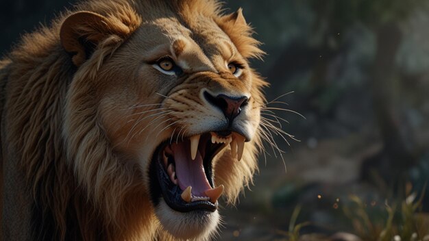 image of a roaring lion