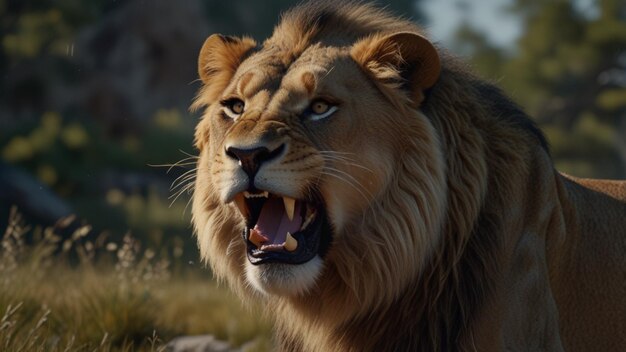 image of a roaring lion