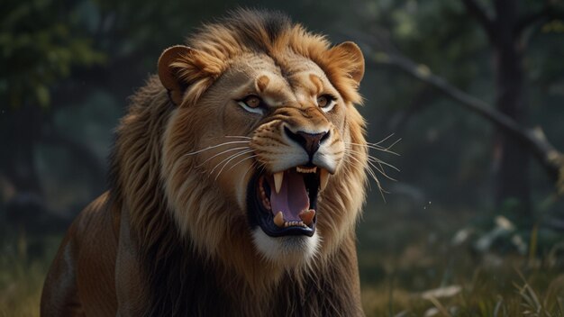 image of a roaring lion