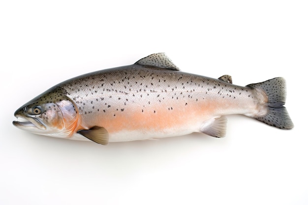 Image of salmon fish on white background Underwater Animals Foods illustration generative AI