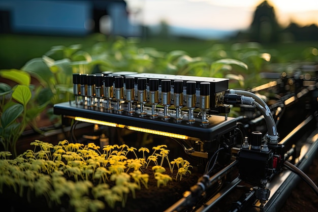 Image showcases modern equipment for soil cultivation enhancing crop yield Emphasize innovative methods and technologies vital for sustainable farming Generative AI