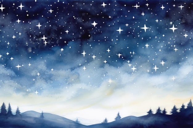 The image showcases stars depicted on a beautiful watercolor artwork This piece expresses the beaut