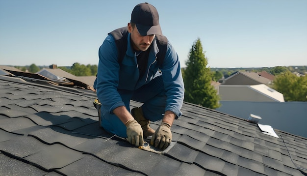 image showcasing roofers working on a residential roofing project