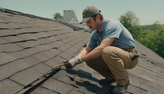 image showcasing roofers working on a residential roofing project