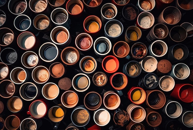 an image showing a group of coffee cups in the style of darktable processing