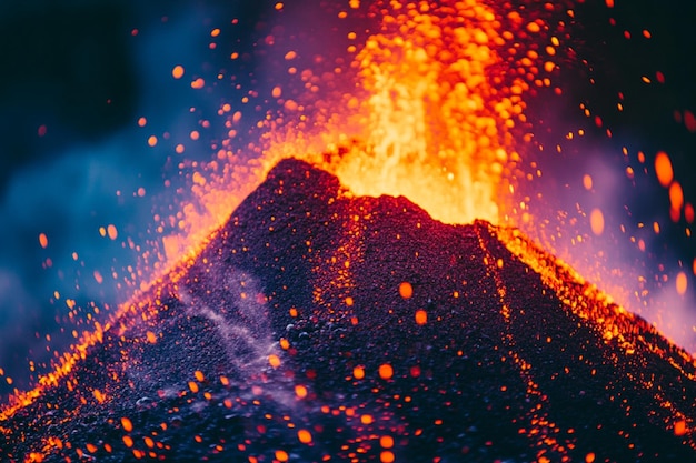 Image showing of a powerful volcanic eruption showing vibrant colors and intense heat