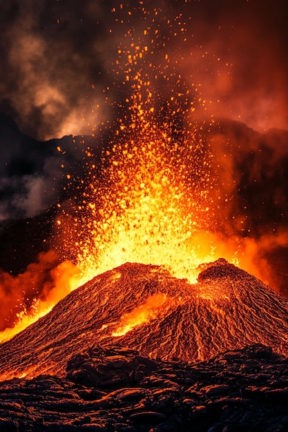 Image showing of a powerful volcanic eruption showing vibrant colors and intense heat