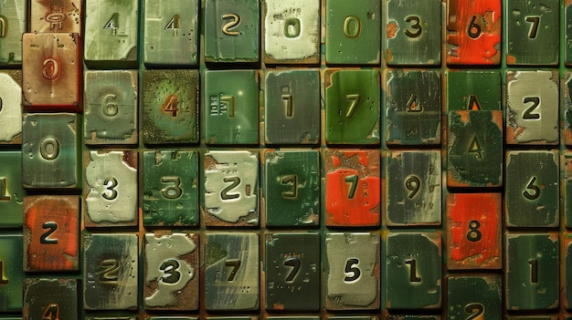 Image shows a bunch of rusty metal boxes with numbers on them