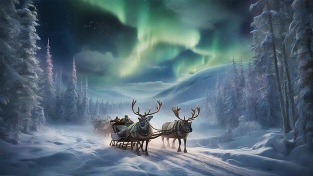 Image of a sleigh ride through a snowy forest