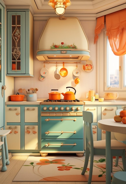 image of a small kitchen low poly