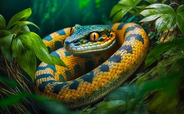 An image of snake in the jungle Generative AI