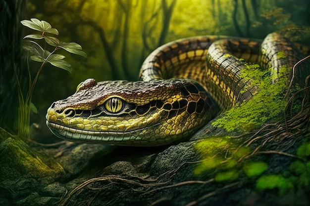 An image of snake in the woods Generative AI