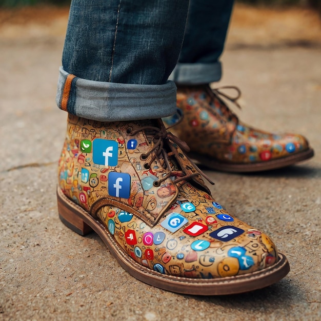 Image of a social shoes with social media icons