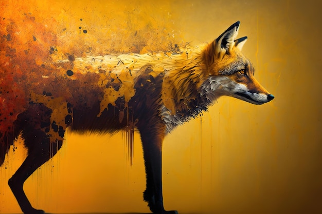 Image of soiled fox Wildlife Animals Illustration Generative AI