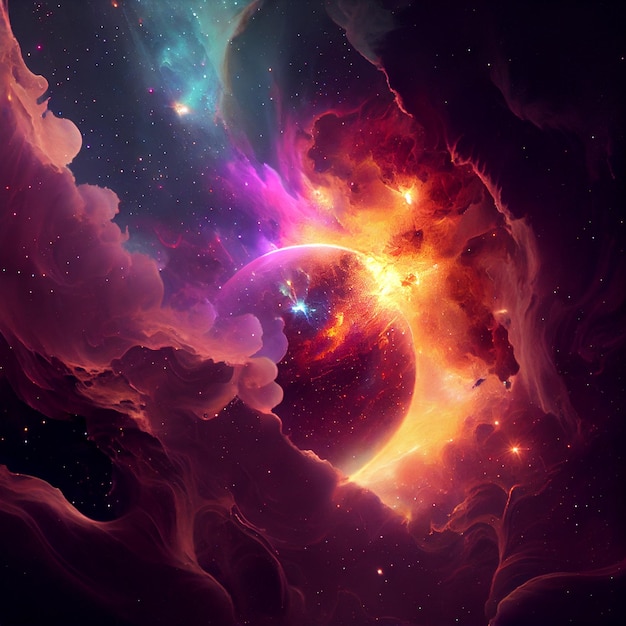 An image of a space scene with a nebula in the background generative ai