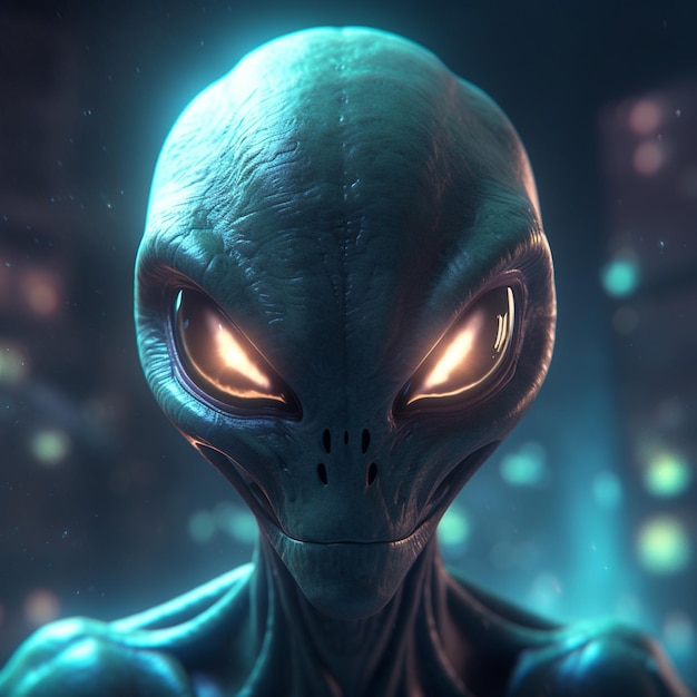 Image of a spooky alien with glowing eyes 3