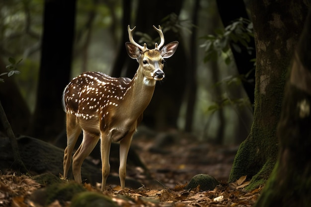 Image of spotted deer in the forest Wildlife Animals Illustration Generative AI