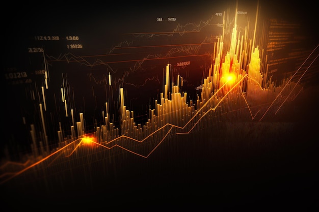 An image of stock chart with glowing lines Generative AI