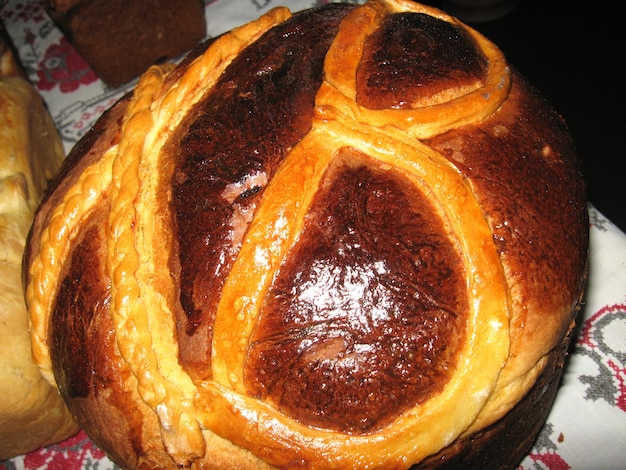 The image of tasty ruddy easter bread