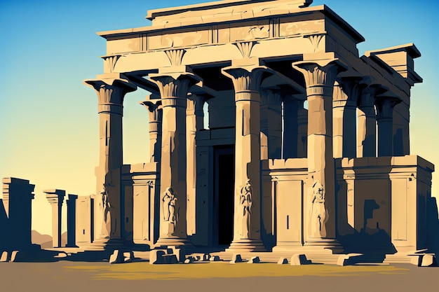 An image of the Temple of Sobek in Kom Ombo Aswan Egypt taken from the whole front