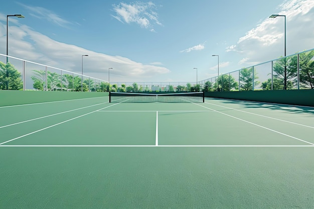 Image of Tennis and Tennis Balls on Huge Court