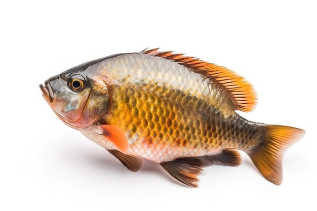 Image of tilapia fish on white background Underwater Animals Foods illustration generative AI