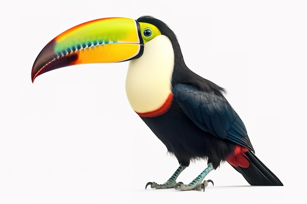 Image of toucan on a white background Bird Wild Animals illustration Generative AI